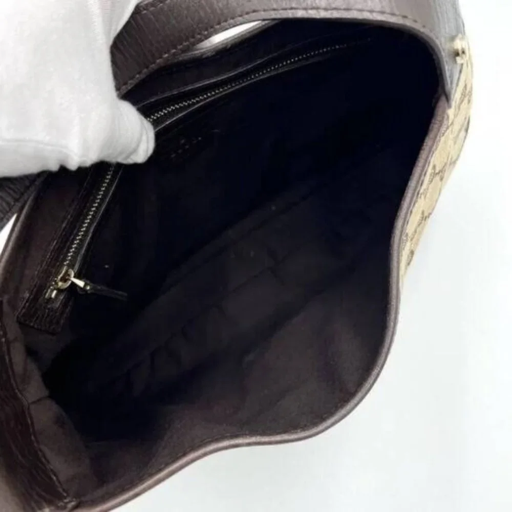 Authentic GUCCI GG Jackie Sherry Web Canvas Handbag Shoulder Bag Charm Ophidia - Picture 11 of 13